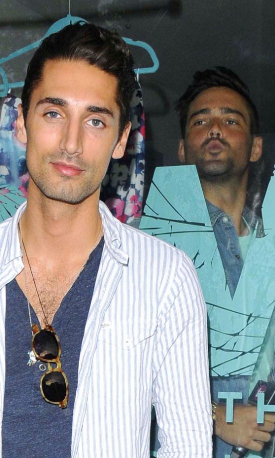 Spencer Matthews Blows Hugo Taylor A Kiss From Afar At Iswais' Pop Up Shop Launch In London, 2013