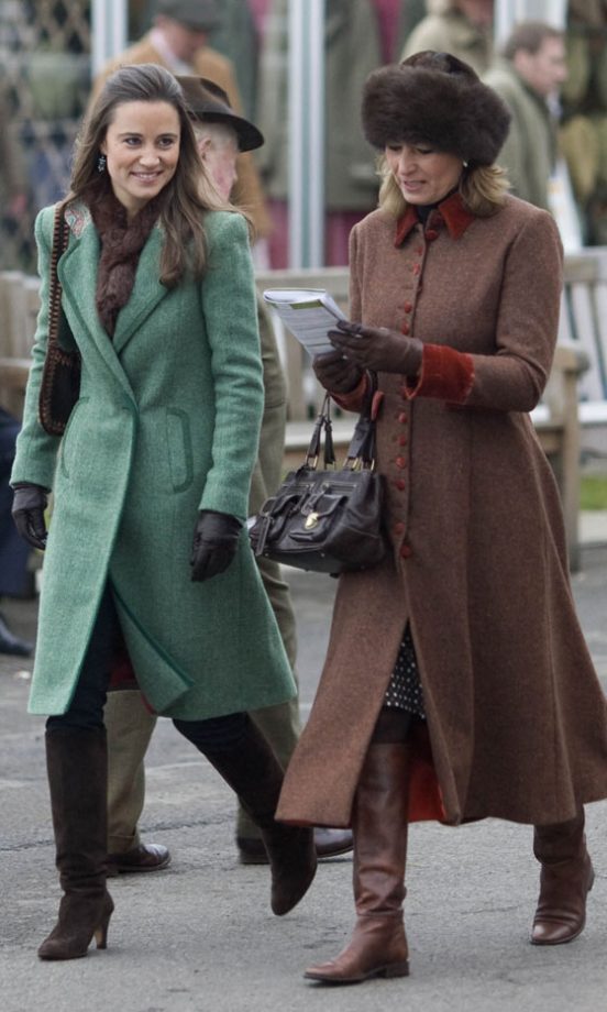 Pippa Middleton And Her Mother Carole Middleton Enjoy The Races At Newbury Racecourse In Berkshire, 2008