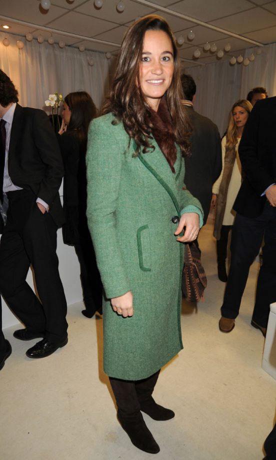 Pippa Middleton Wraps Up In Style Wearing A Chic Green Coat At The Newbury Racecourse In Berkshire, 2008