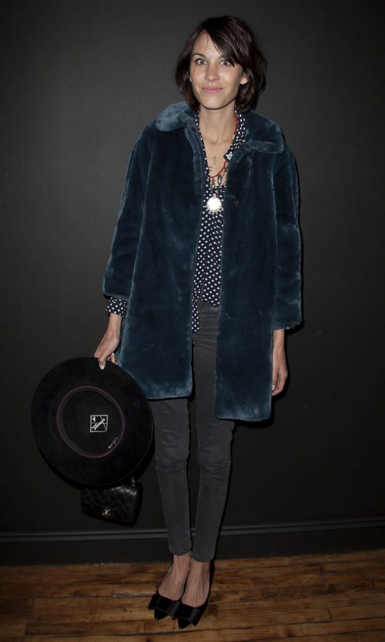 A Blue Faux Fur Coat Completes Alexa Chung's Fashion Week Outfit, February 2011