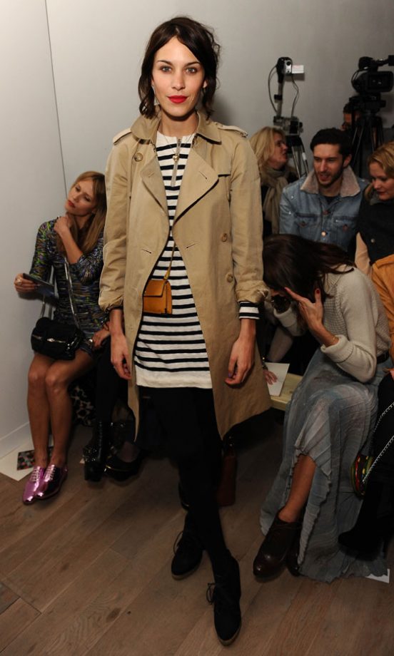 We Love Alexa Chung's Classic Trench And Breton Stripes At Matthew Williamson, February 2011