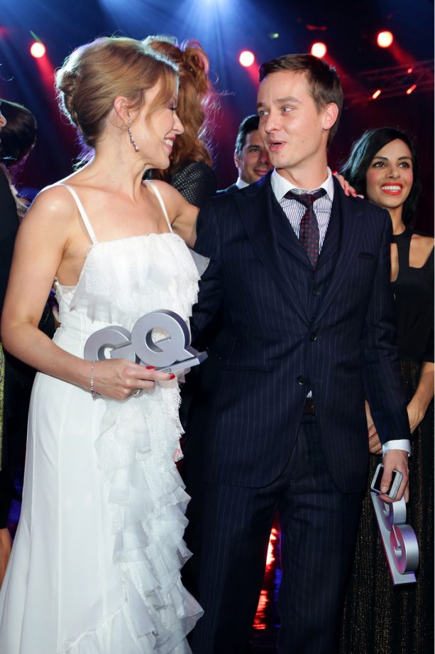 Kylie Minogue Talks Shop With Tom Schilling
