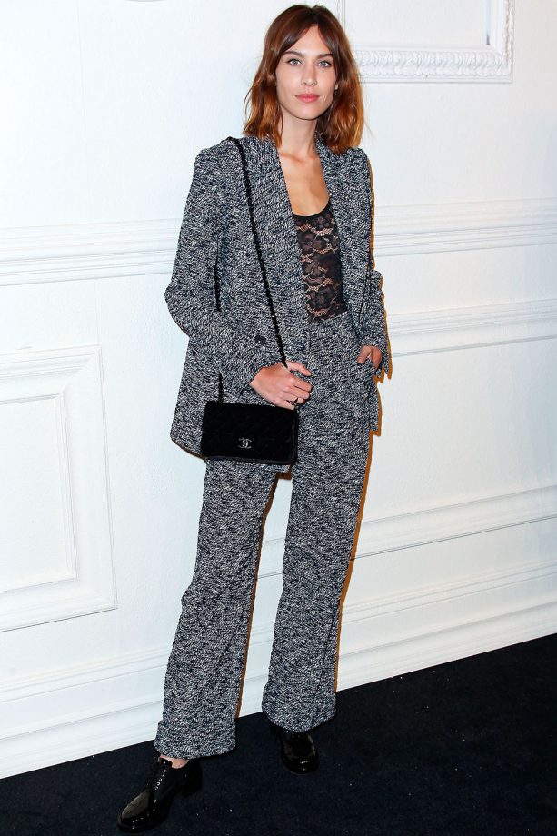 Alexa Chung Goes For A Smart Look In A Textured Chanel Suit At The Chanel Paris-Salzburg Show In New York, 2015