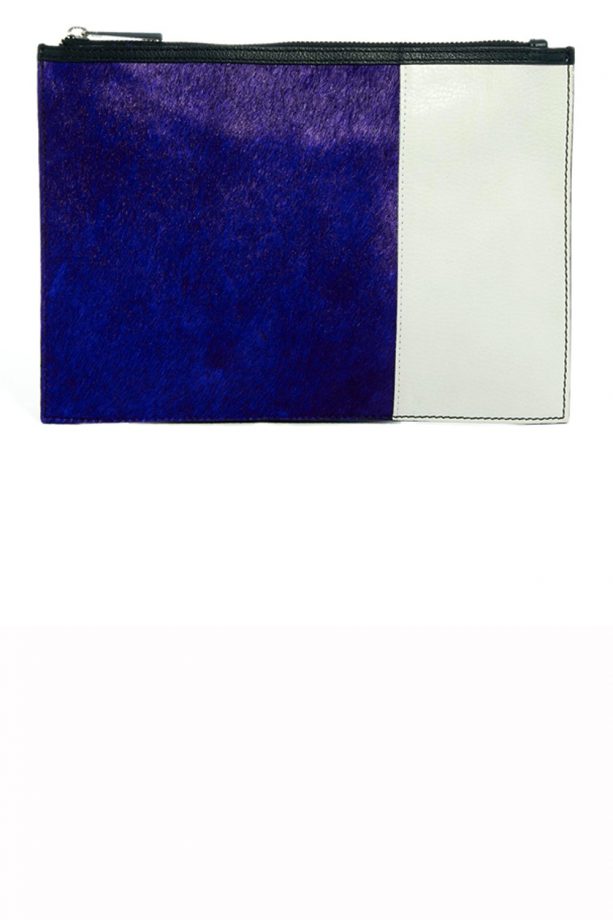 ASOS Leather Clutch Bag In Pony With Leather Panel, £35