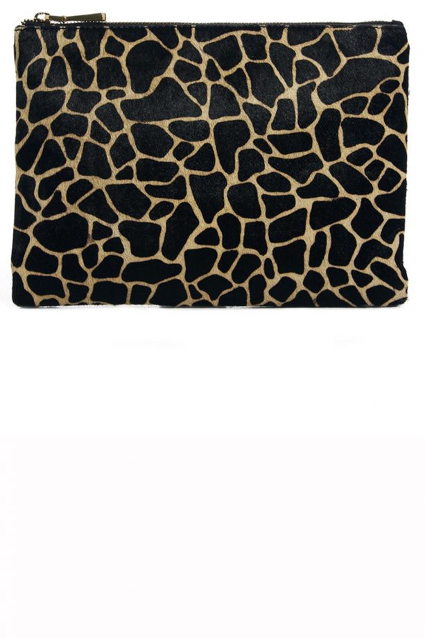 ASOS Leather Clutch Bag With Faux Pony Giraffe Print, £35