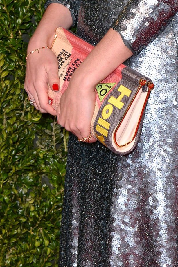 Alice Dellal's Cartoon Clutch At The British Fashion Awards, 2013