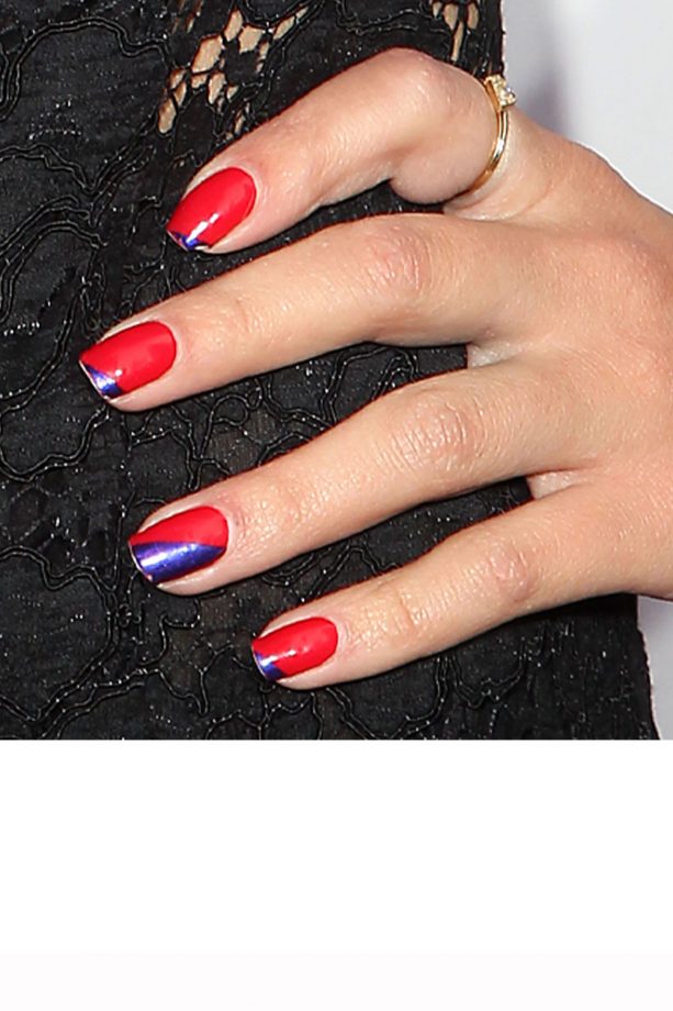 Party Nails: Ashley Benson's Diagonal Detail