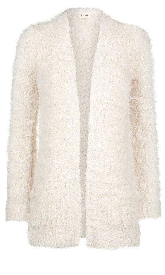 New Look Cream Fluffy Textured Open Front Cardigan, £24.99