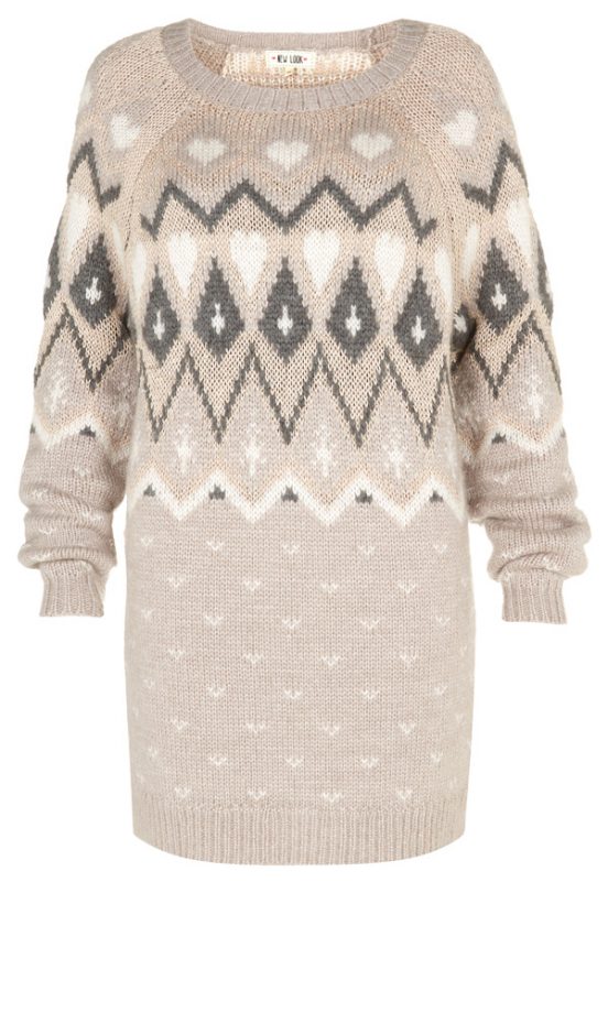 New Look Cream Heart Fairisle Longline Jumper, £29.99
