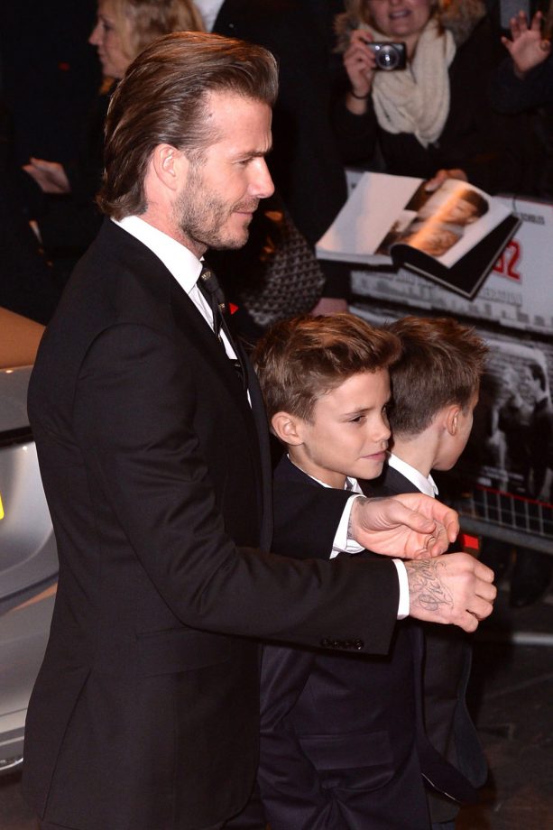 David Beckham With Sons Romeo and Cruz at 'The Class of '92 Premiere'