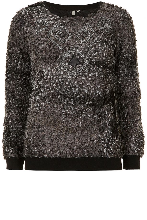 Dorothy Perkins Faux Fur And Leather Look Trim Sweater, £35