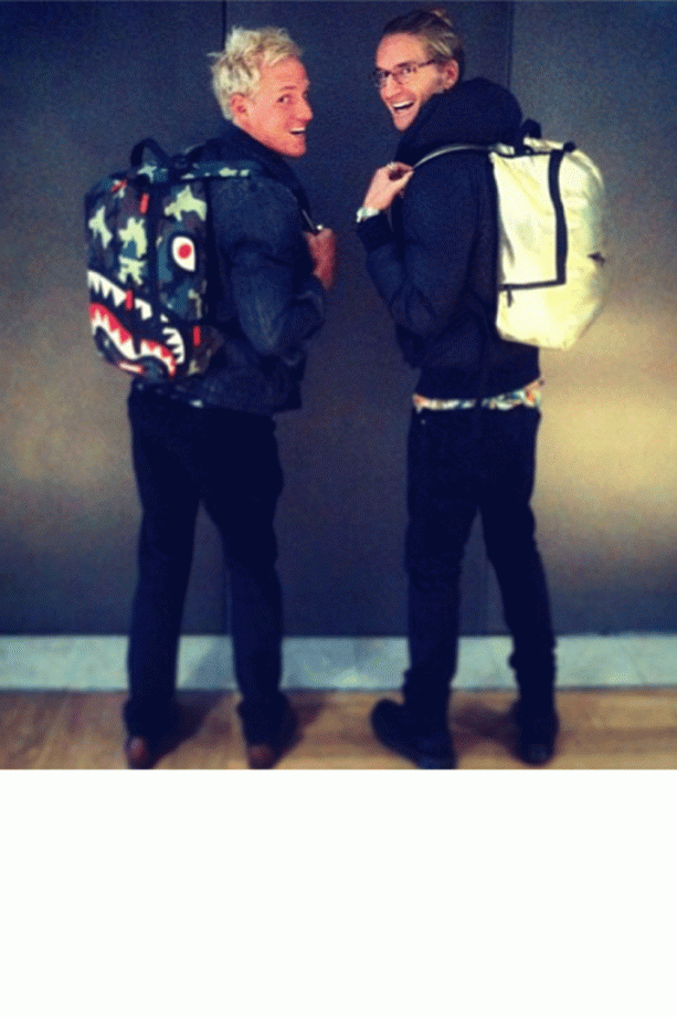 Jamie Laing And Oliver Proudlock Rock Rucksacks, 2013