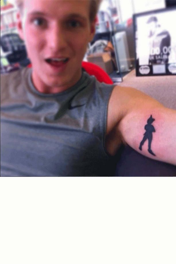 Jamie Laing Reveals His Peter Pan Tattoo, 2013