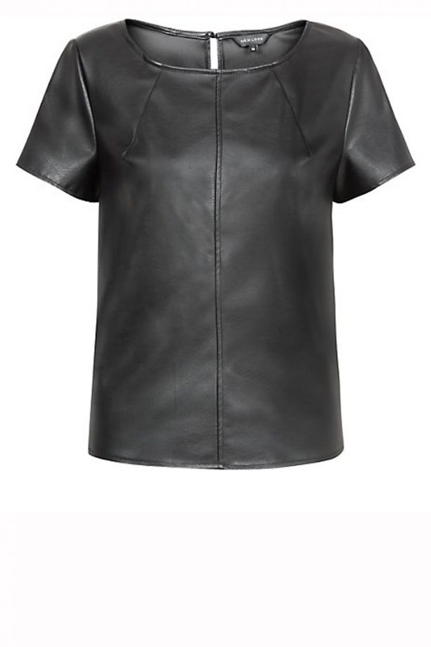 New Look Black Leather-Look Tshirt, £17.99