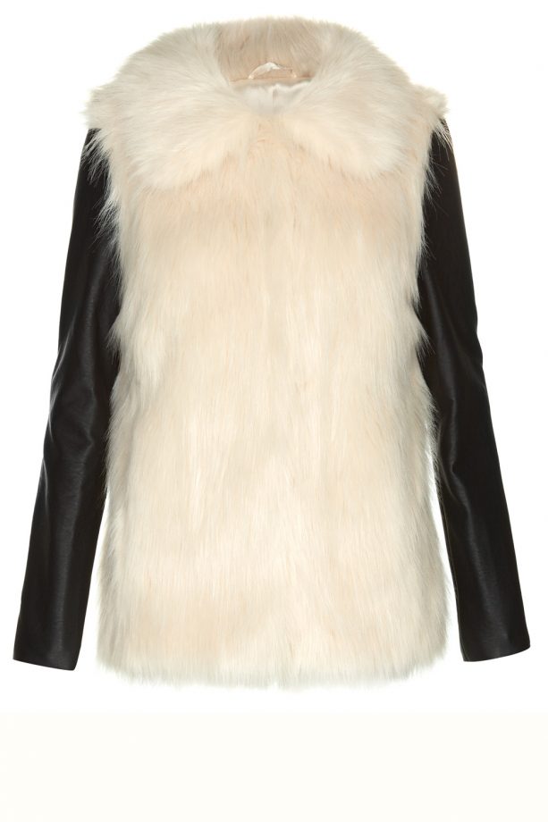 PU Sleeve Faux Fur Coat, £28