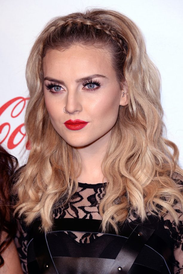 Perrie Edwards With Statement Red Lips At The Jingle Bell Ball