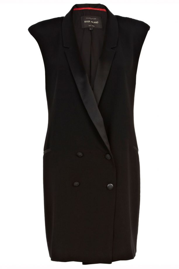 River Island Black Sleeveless Tuxedo Dress, £45
