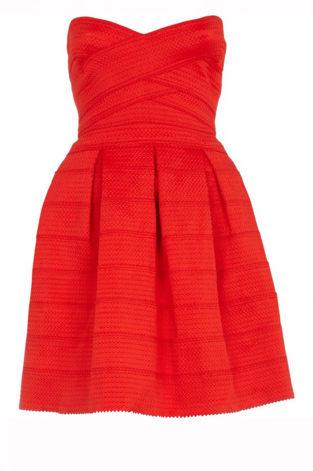 River Island Red Rib Pleat Prom Dress, £45