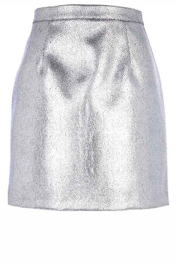River Island Silver Leather-Look High-Waisted A-Line Skirt, £25