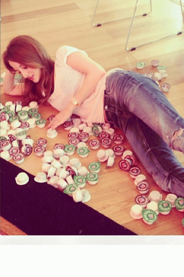 Rosie Fortescue Admires Her Hundreds Of Domino's Dips, 2013