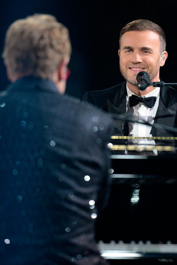 Sir Elton John Performing With Gary Barlow At The X Factor Final, London