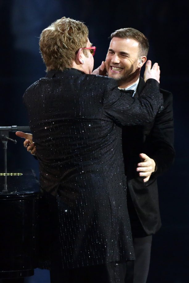 Sir Elton John Performing With Gary Barlow At The X Factor Final, London