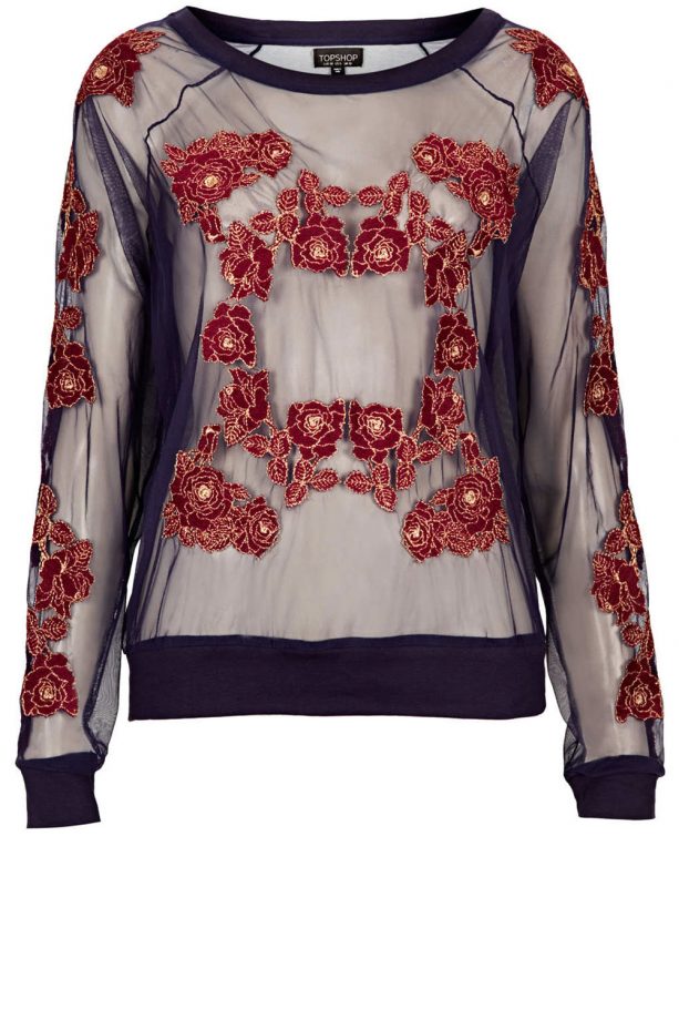 Topshop Embroidered Sheer Sweatshirt, £38