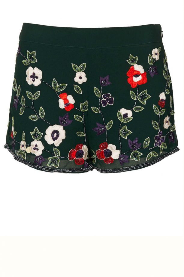 Topshop Green Embellished Shorts, £55