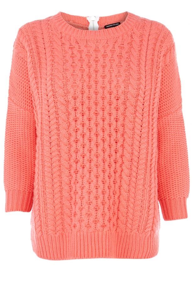 Warehouse Slouchy Cable Zip Back Jumper, £42