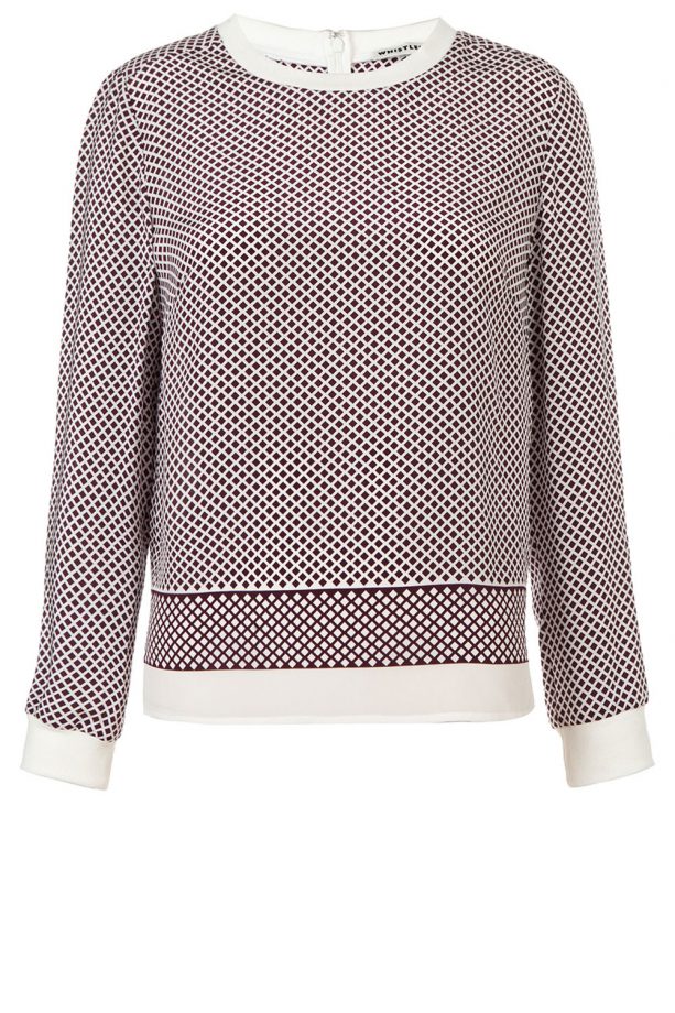 Whistles Diamond Print Silk Sweatshirt, £125