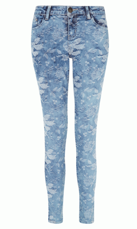 Primark Acid Wash Floral Skinny Jeans, £13