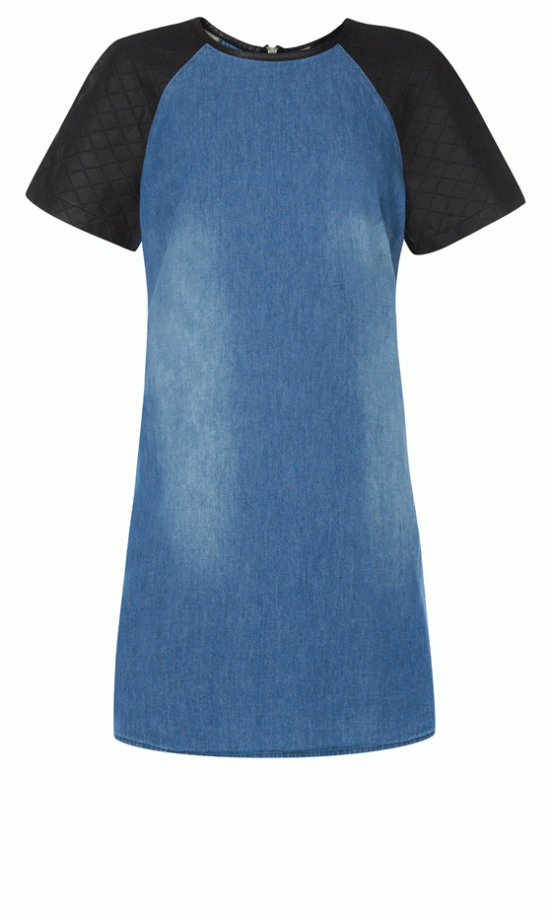 Primark Denim Dress With PU Sleeves, £13