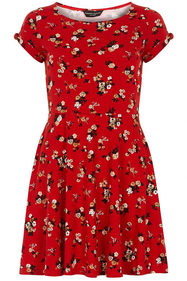 Dorothy Perkins Red Floral Twist Sleeve Dress, £18