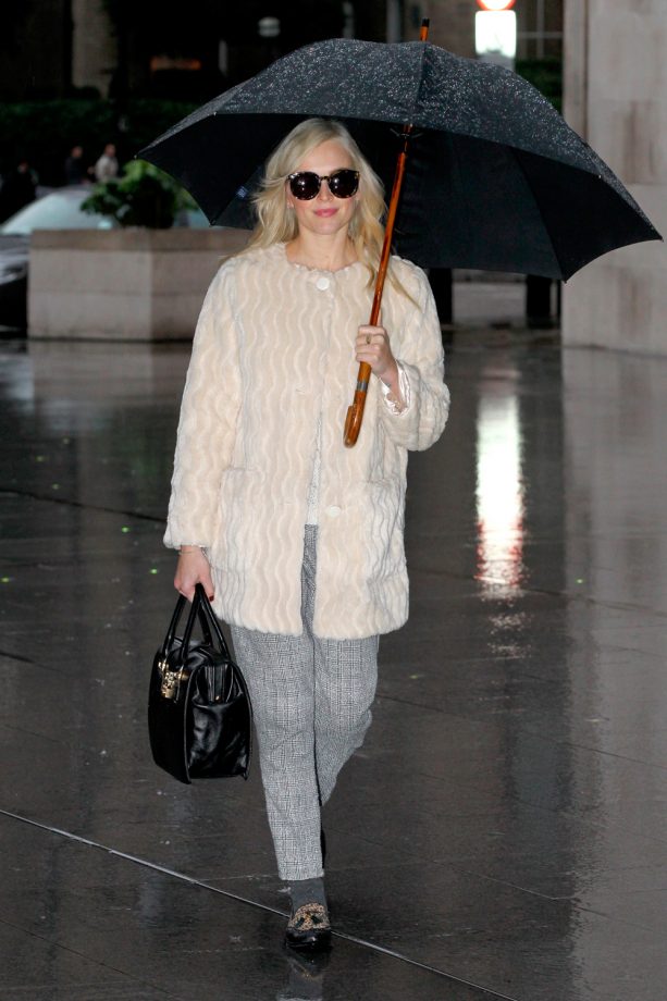 Fearne Cotton Stays Warm And Dry In A Pale Outfit, 2013