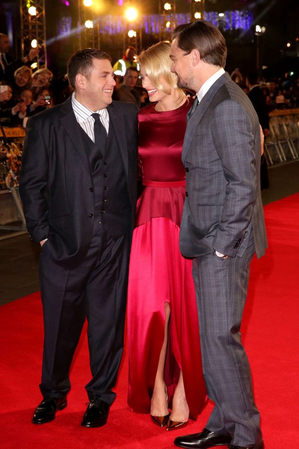Jonah Hill, Margot Robbie And Leonardo DiCaprio At The Wolf Of Wall Street Premiere