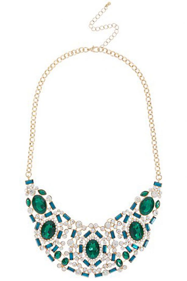 New Look Green And Gold Art Deco Jewelled Necklace, £14.99