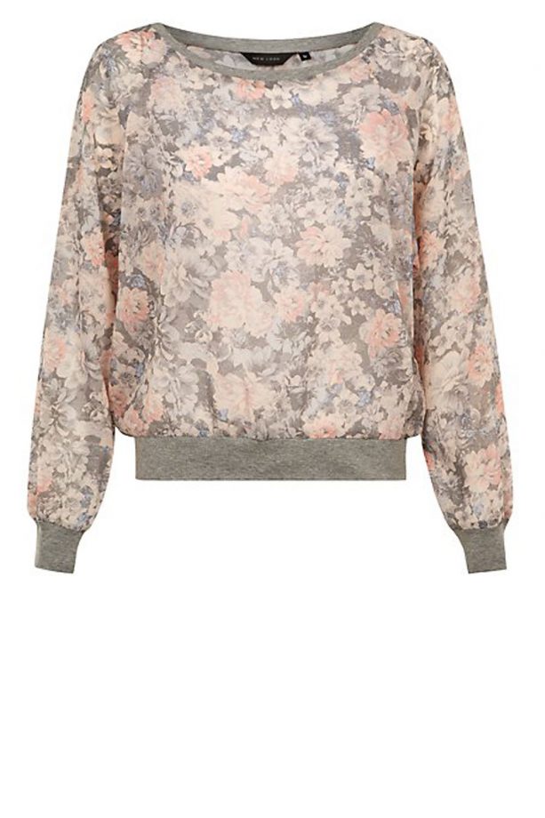 New Look Grey Floral Print Sweater, £14.99