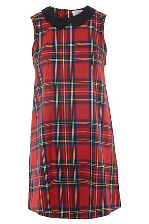New Look Madam Rage Red Contrast Peter Pan Collar Tartan Dress, £26