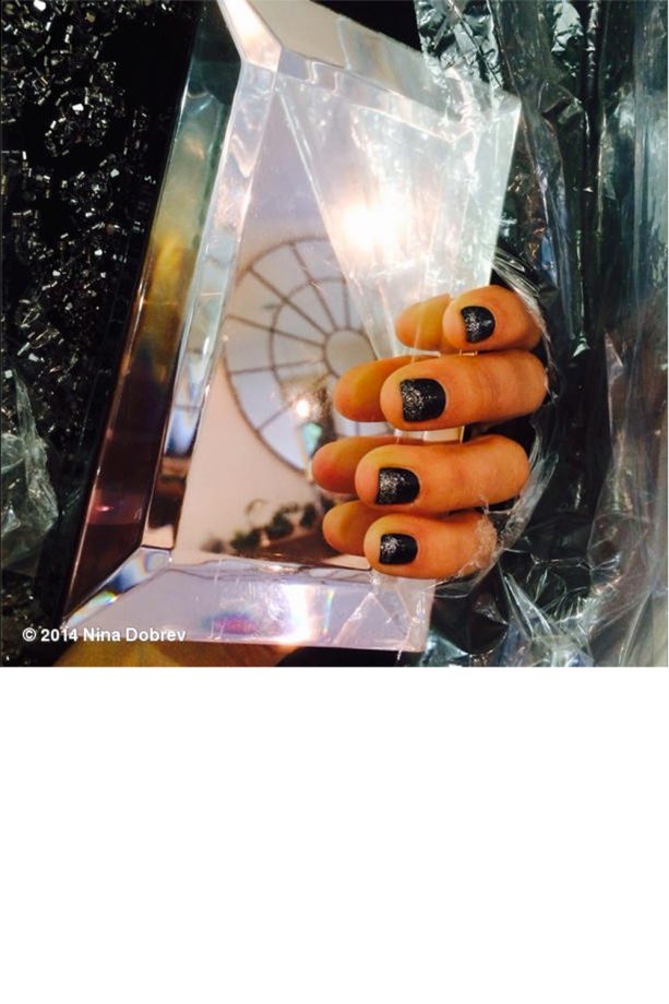 Nina Dobrev Clutches Her PCA Award With Matte Black Nails