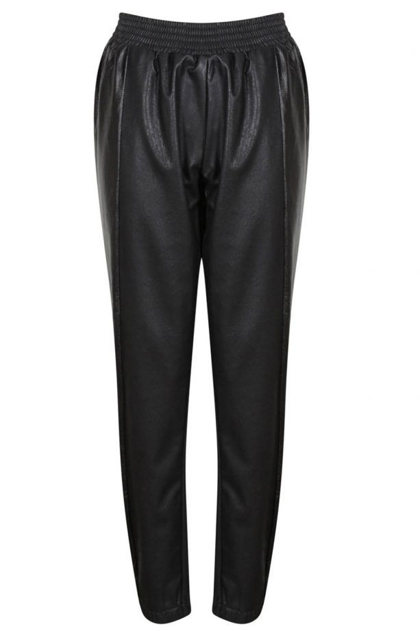 Own The Runway Black PU Leather-Look Joggers, £30