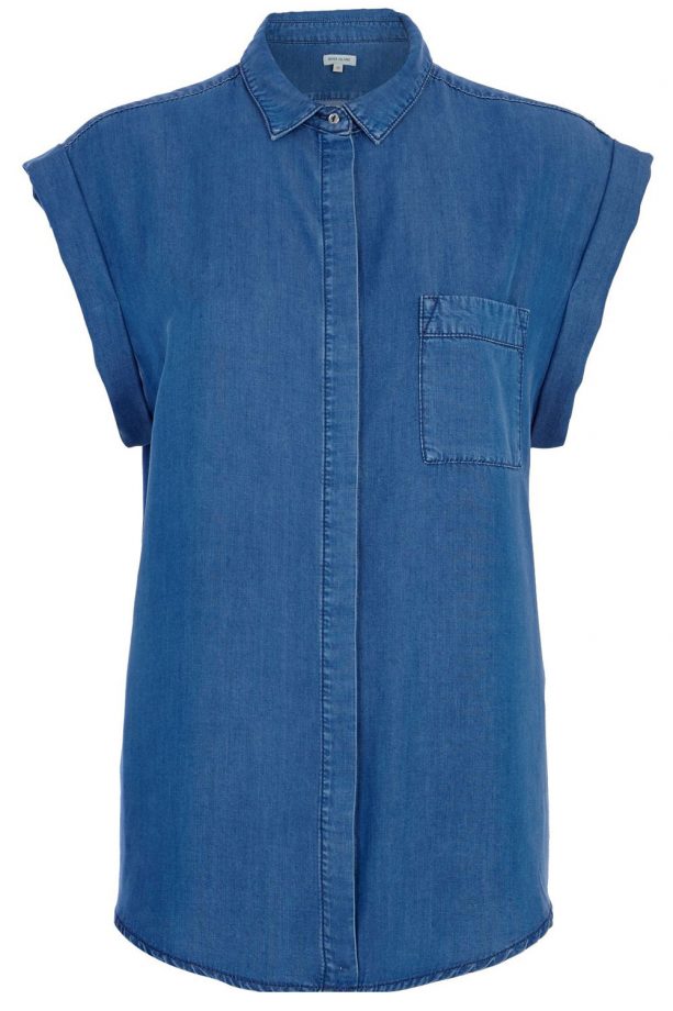 River Island Mid Wash Roll Sleeve Denim Shirt, £28