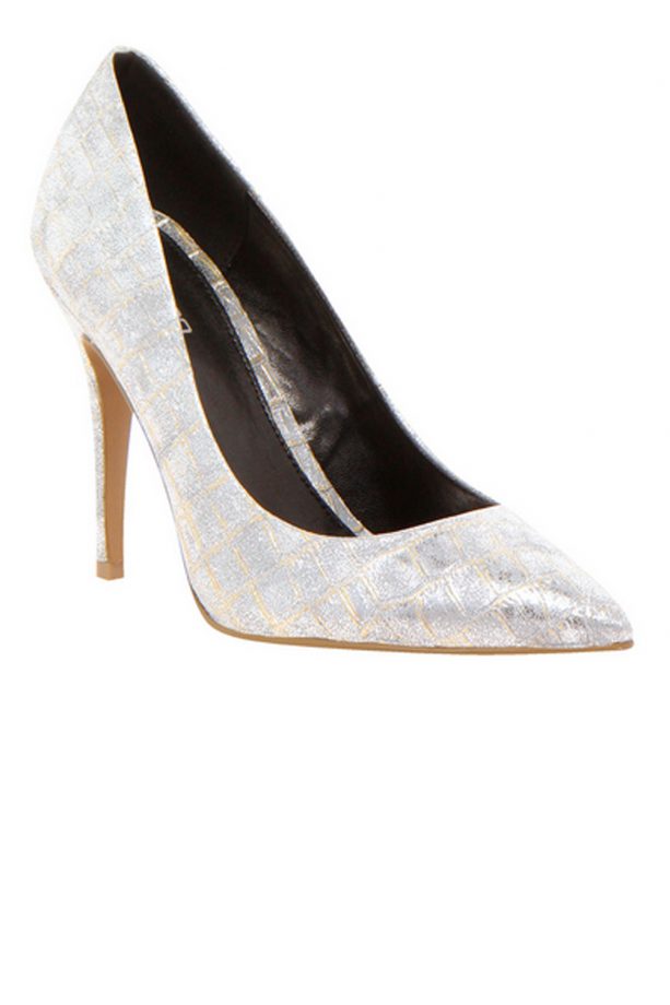 Boohoo Camilla Metallic Snake Pointed Courts, £12