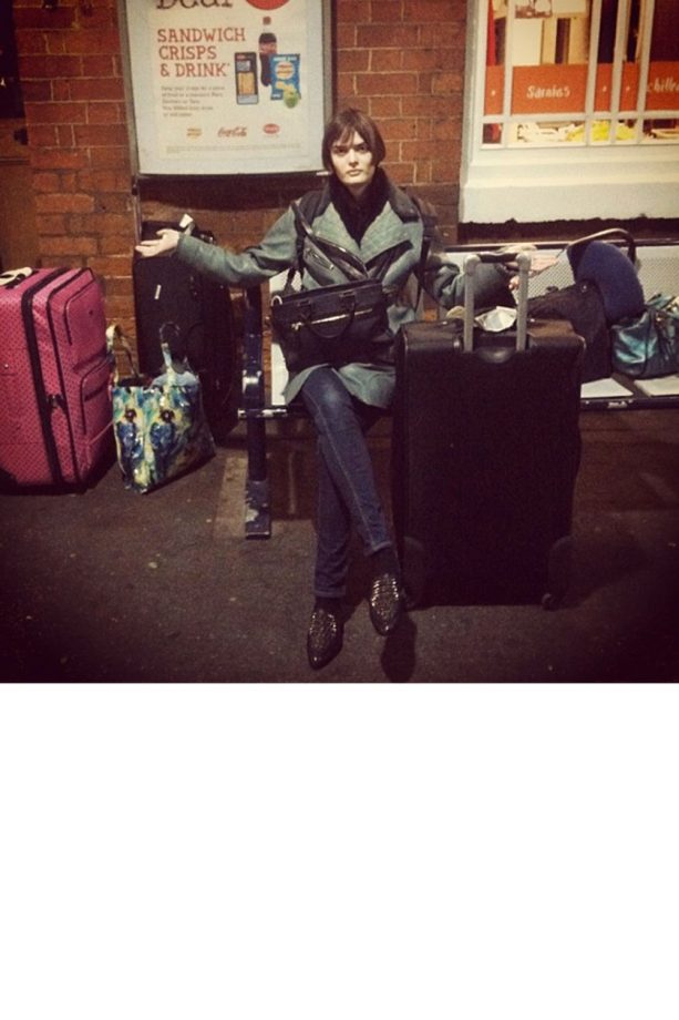 Sam Rollinson Surrounded By Fashion Week Bags