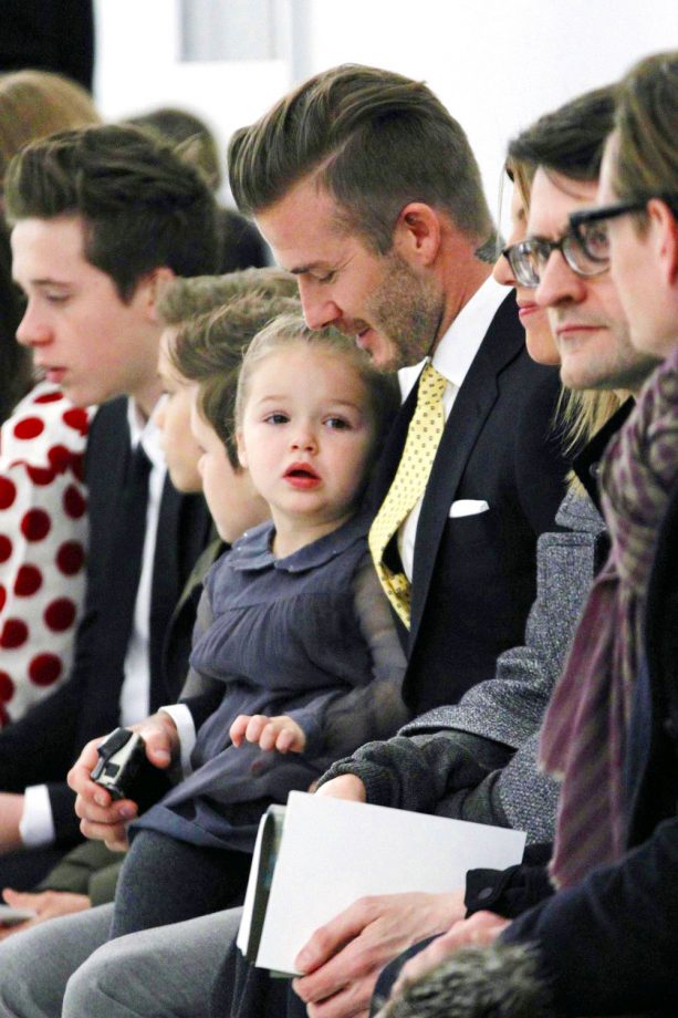 David And Harper Beckham At New York Fashion Week AW14