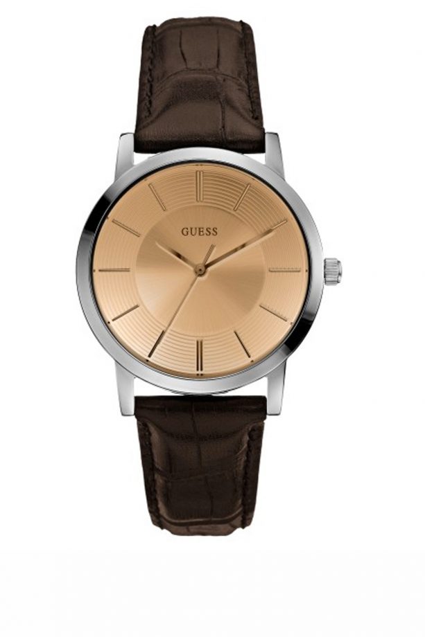 Guess Essential Men's Brown Leather Watch, £89