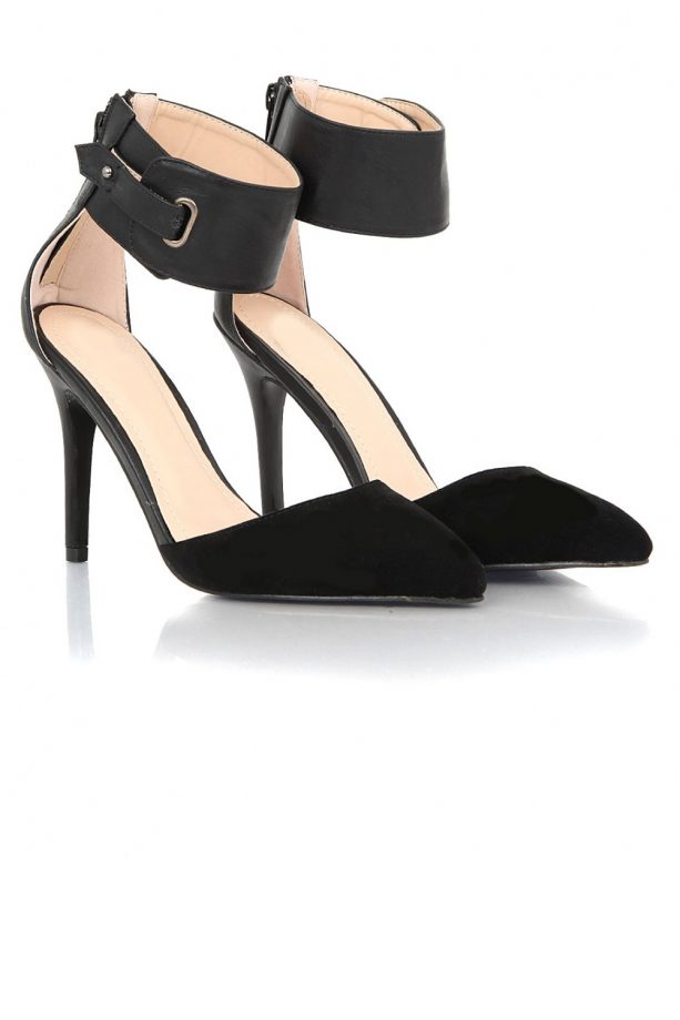 Miss Guided Sonia Suede And Leather Contrast Heels In Black, £26.99