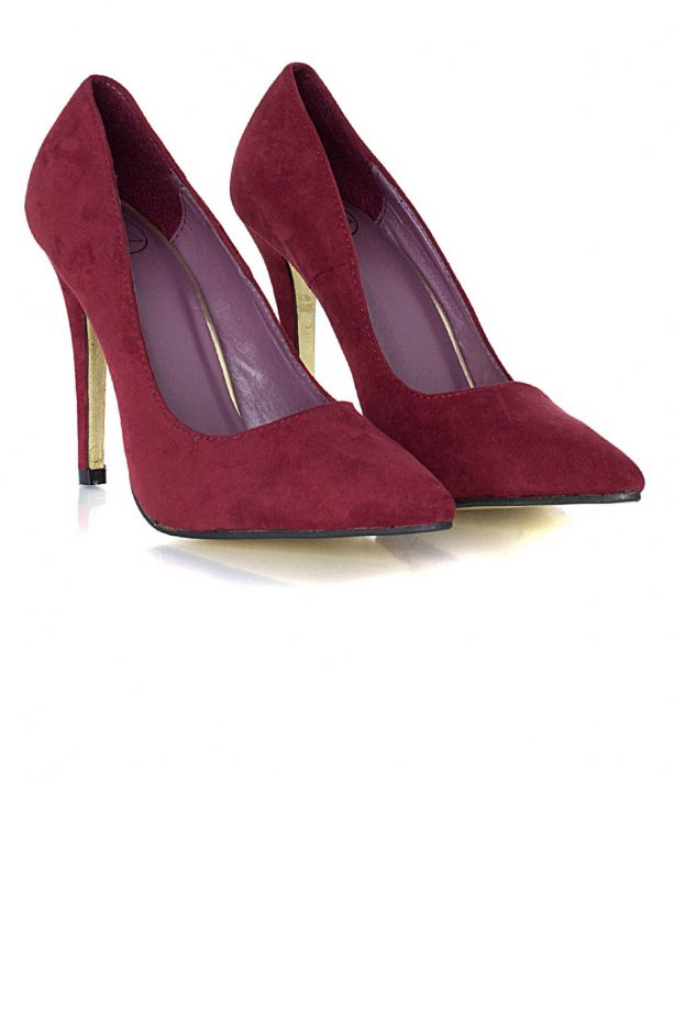 Miss Guided Tonita Suede Court Heels In Burgundy, £24.99