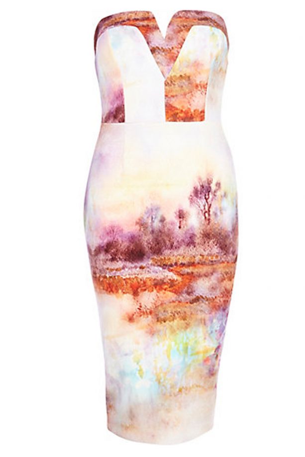 River Island Pink Scenic Bandeau Pencil Dress, £45