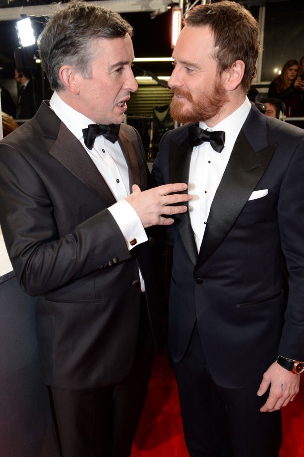 Steve Cooghan And Michael Fassbender At The BAFTAs 2014