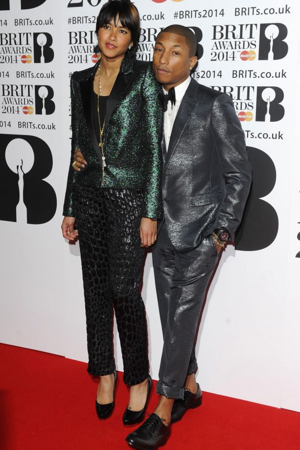 Pharrell Williams And Wife Helen Lasichanh At The Brit Awards In London, 2014